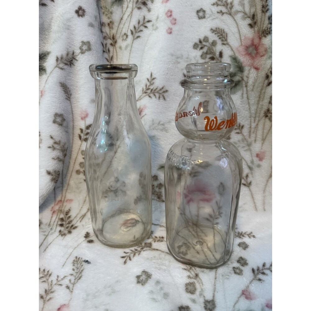 Set of 2 Vintage Milk Bottles – Vintage Dairy Bottles – Collectible Glass